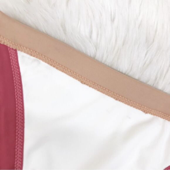 L*SPACE Vacay Ribbed Classic Bikini Bottoms Cream Colorblock Red Tan Size XS New - Picture 9 of 11